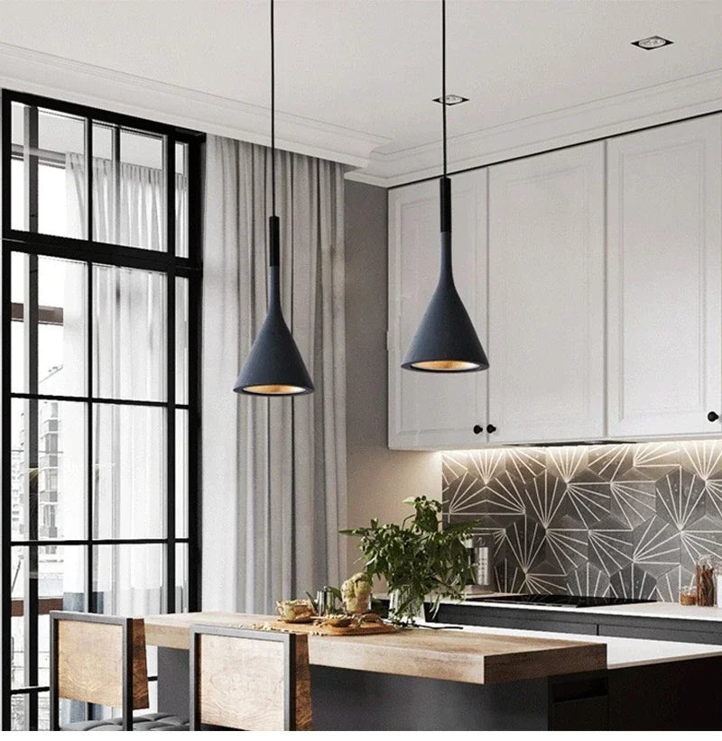 Modern LED Pendant Lights Black & White E27