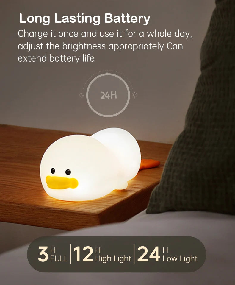 Doudou Duck Soft Silicone Night Light