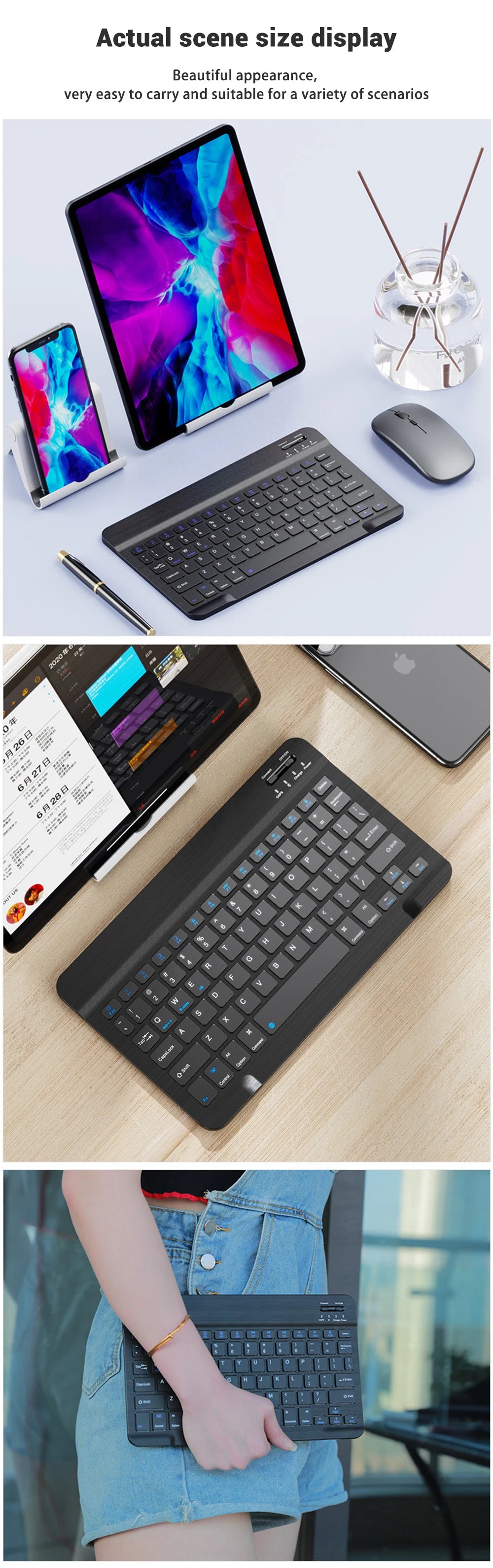 Bluetooth Wireless Keyboard & Mouse for Tablets