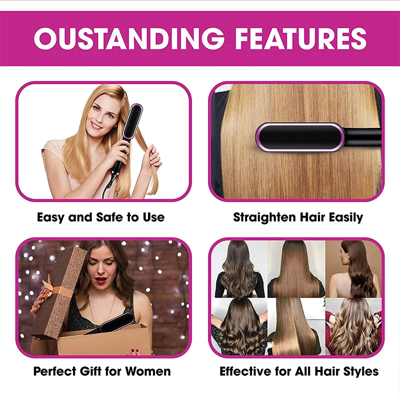 Fast Heating Electric Hair Straightener Brush