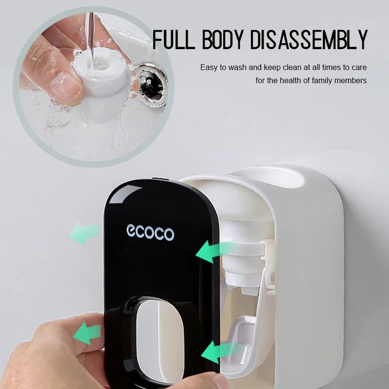 Automatic Toothpaste Dispenser & Toothbrush Holder Set