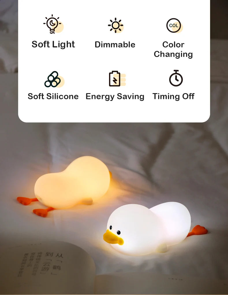 Doudou Duck Soft Silicone Night Light