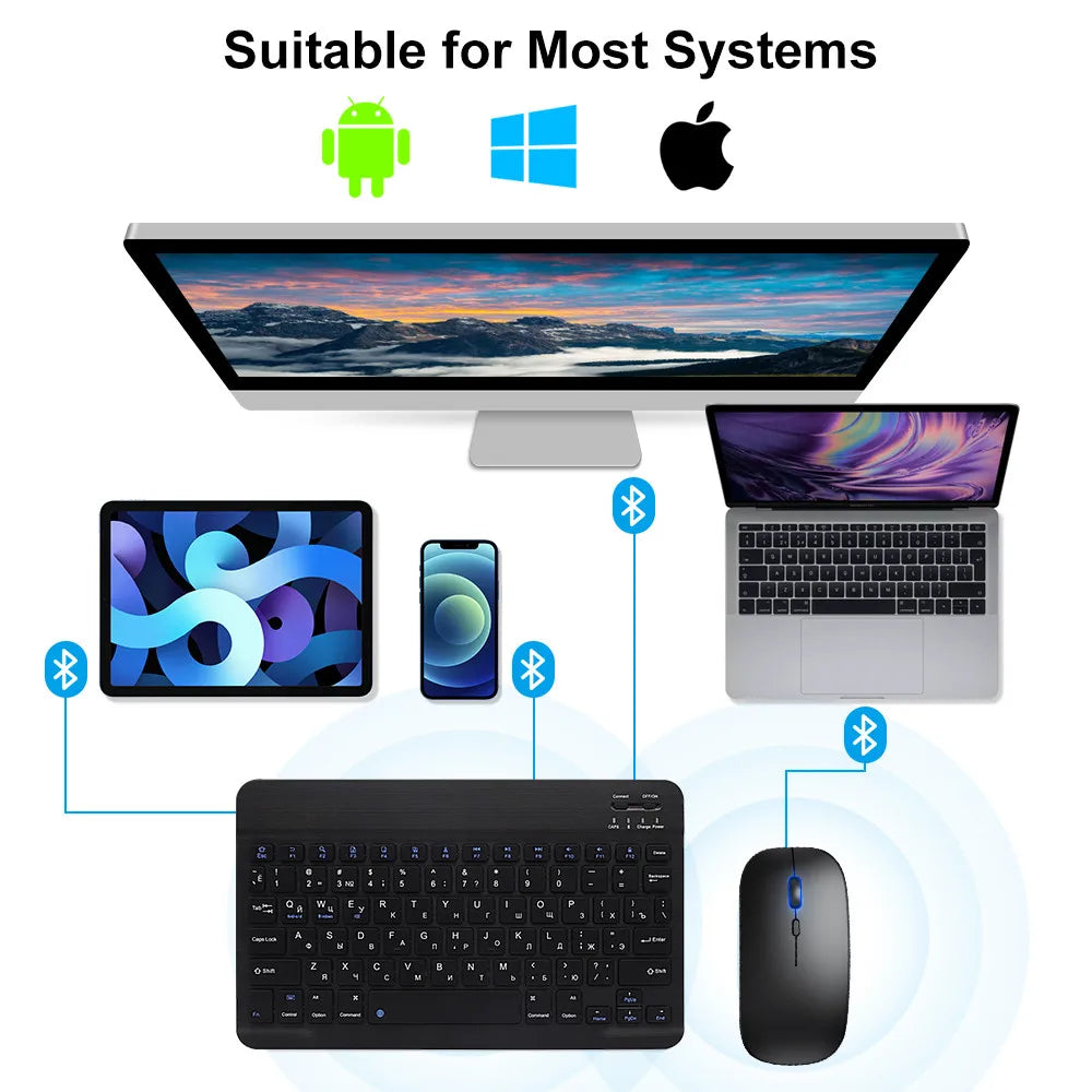 Bluetooth Wireless Keyboard & Mouse for Tablets