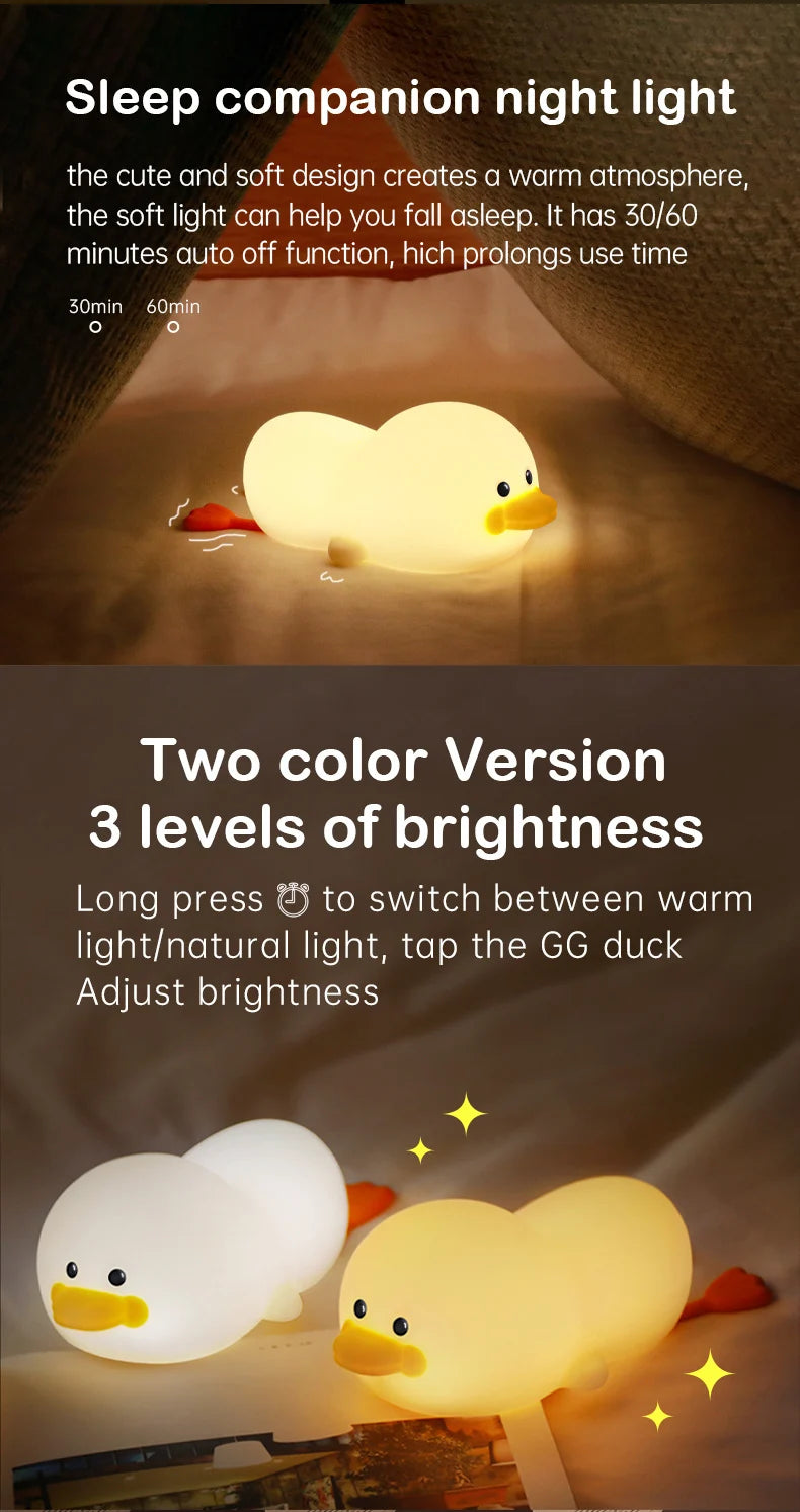 Doudou Duck Soft Silicone Night Light