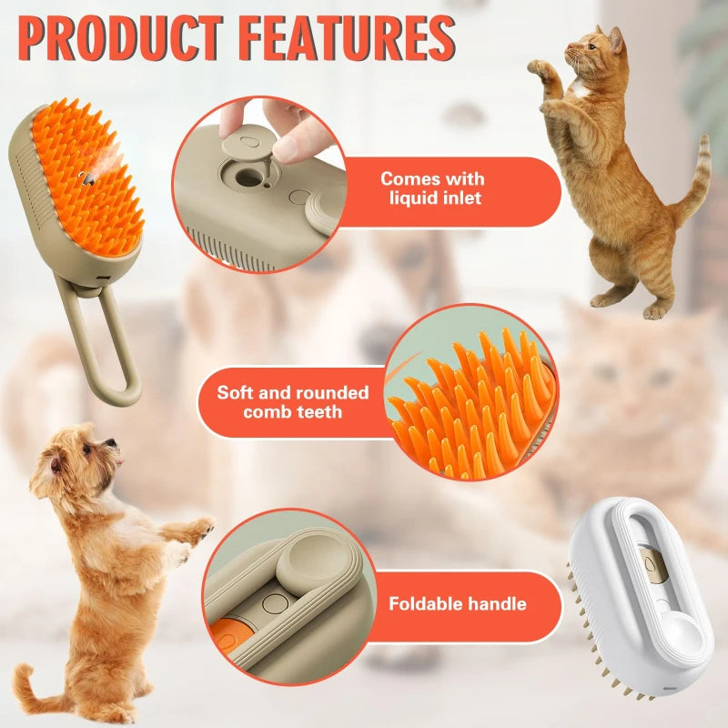 Pet Grooming Comb with Electric Spray Water Steam