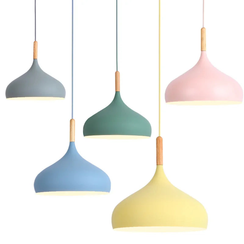 Nordic Colored Chandelier Wooden Pendant Light