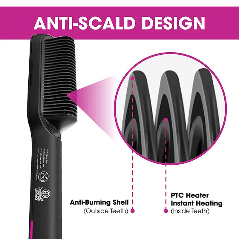 Fast Heating Electric Hair Straightener Brush