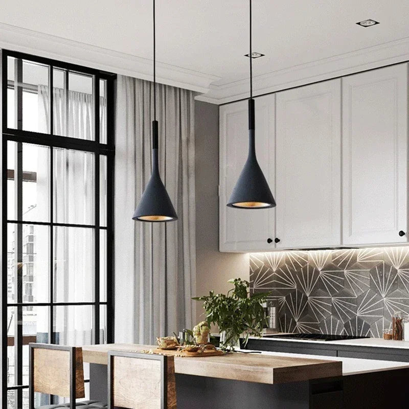 Modern LED Pendant Lights Black & White E27