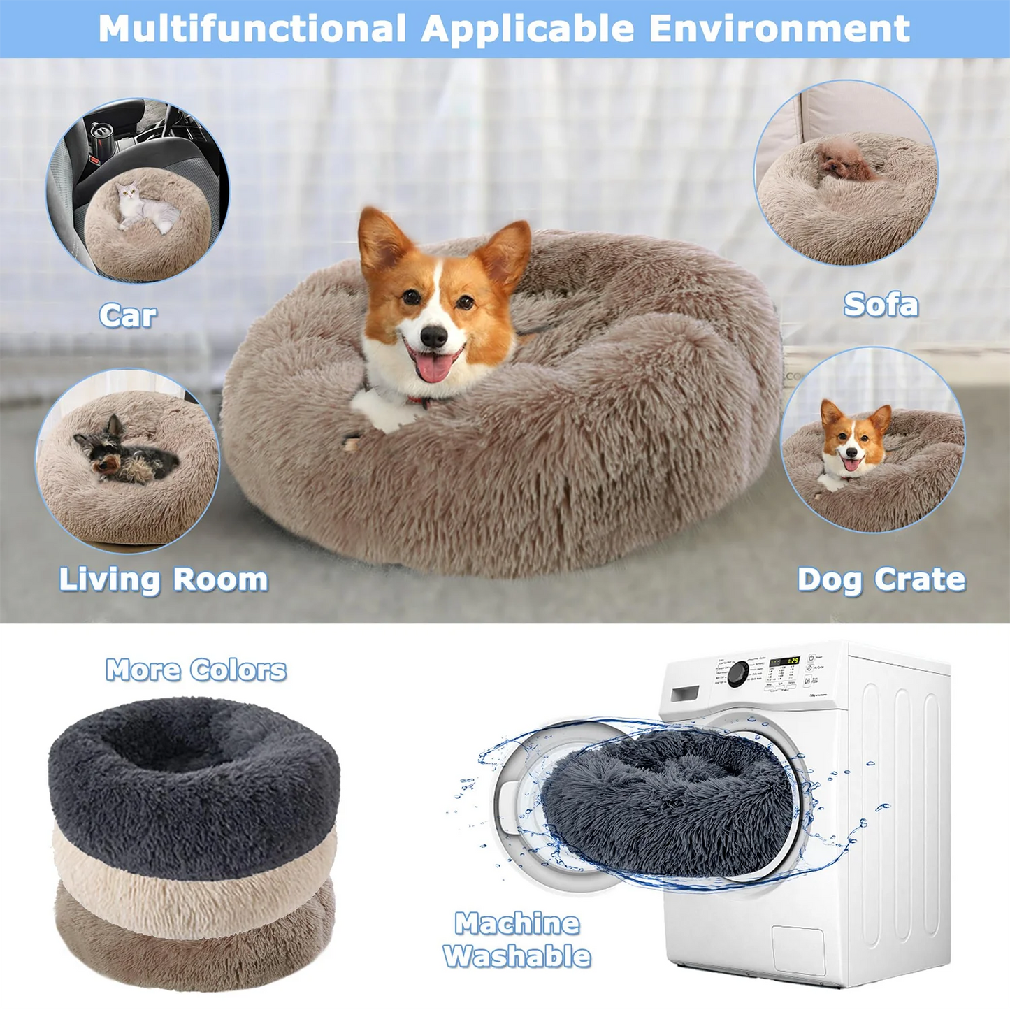 Super Soft Round Pet Bed for Dogs & Cats