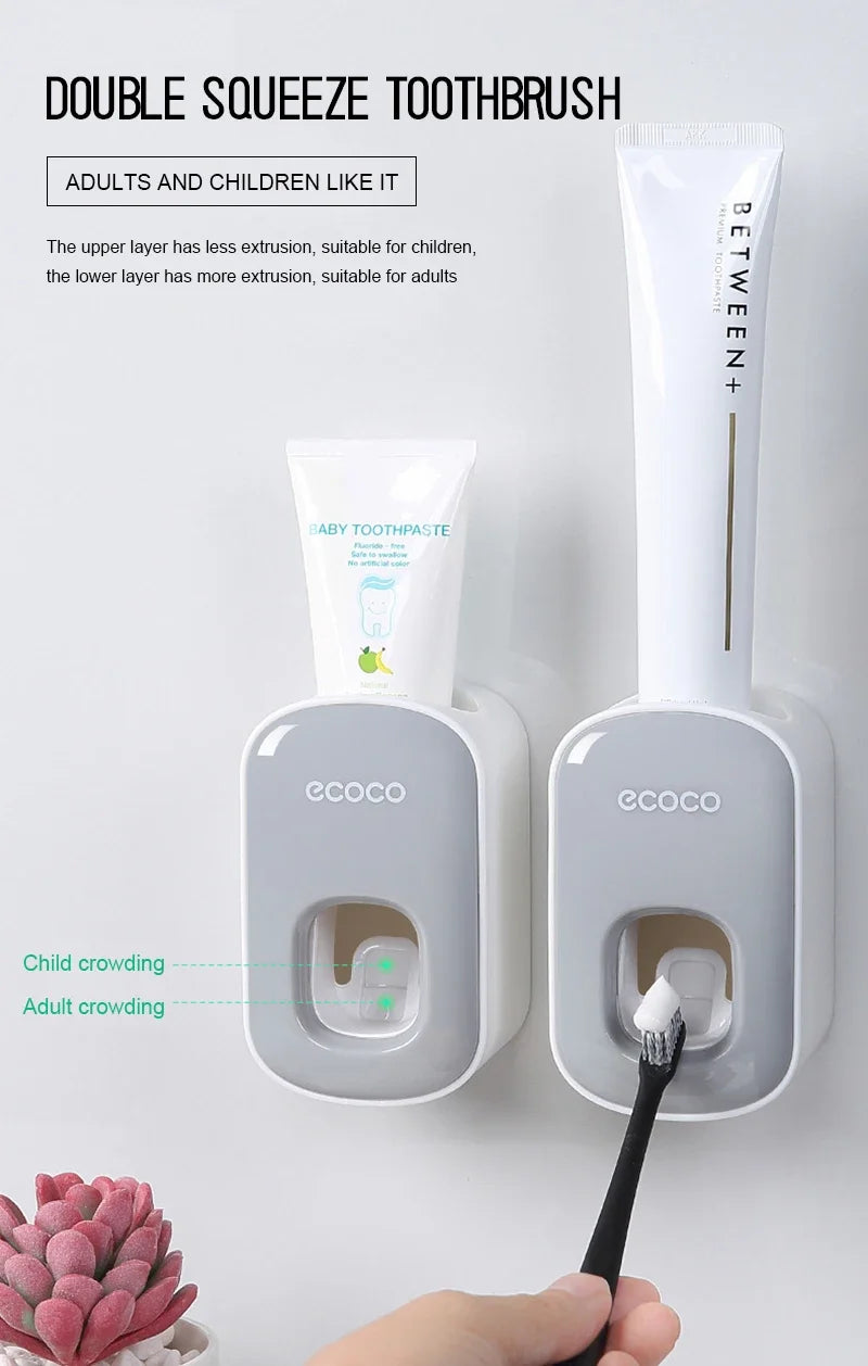 Automatic Toothpaste Dispenser & Toothbrush Holder Set