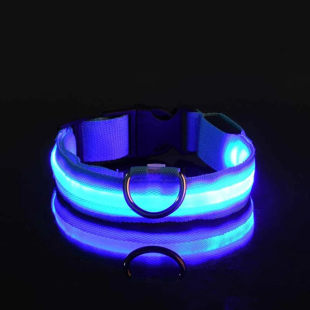 Dog Collar Nylon LED Night Safety Flashing Glow