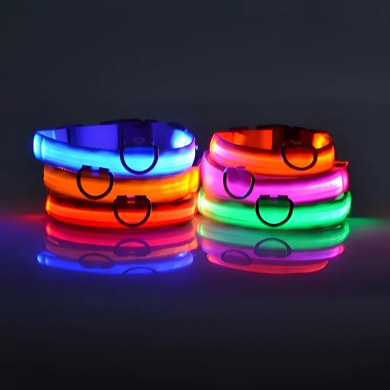 Dog Collar Nylon LED Night Safety Flashing Glow