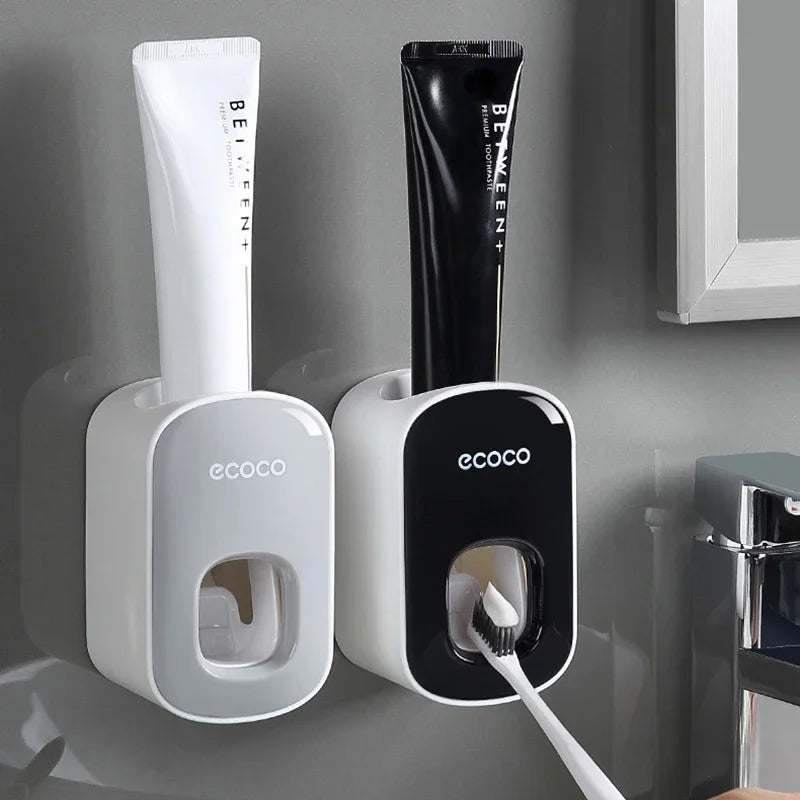 Automatic Toothpaste Dispenser & Toothbrush Holder Set