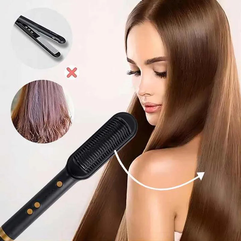 Fast Heating Electric Hair Straightener Brush