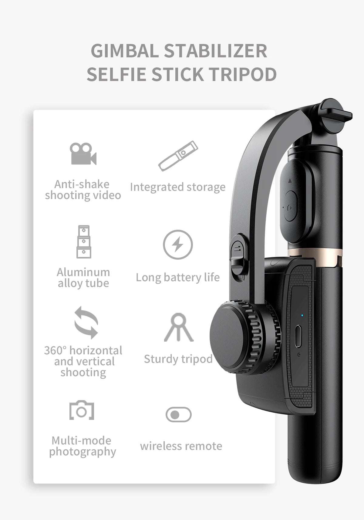 NEW Phone Gimbal Stabilizer Wireless Bluetooth Selfie Stick