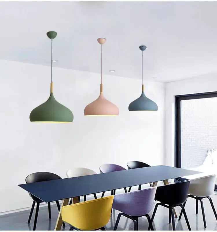 Nordic Colored Chandelier Wooden Pendant Light