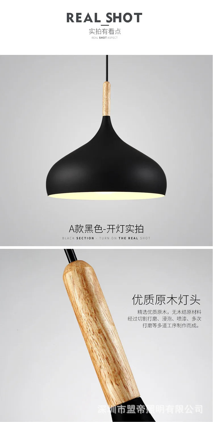 Nordic Colored Chandelier Wooden Pendant Light