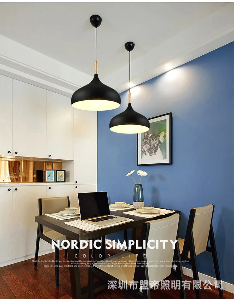 Nordic Colored Chandelier Wooden Pendant Light