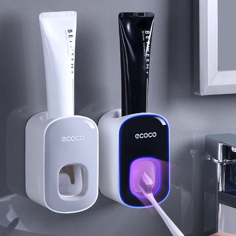 Automatic Toothpaste Dispenser & Toothbrush Holder Set