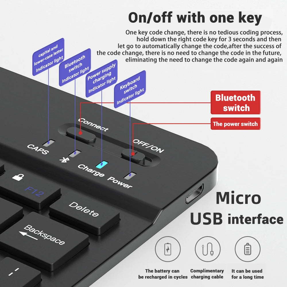 Bluetooth Wireless Keyboard & Mouse for Tablets